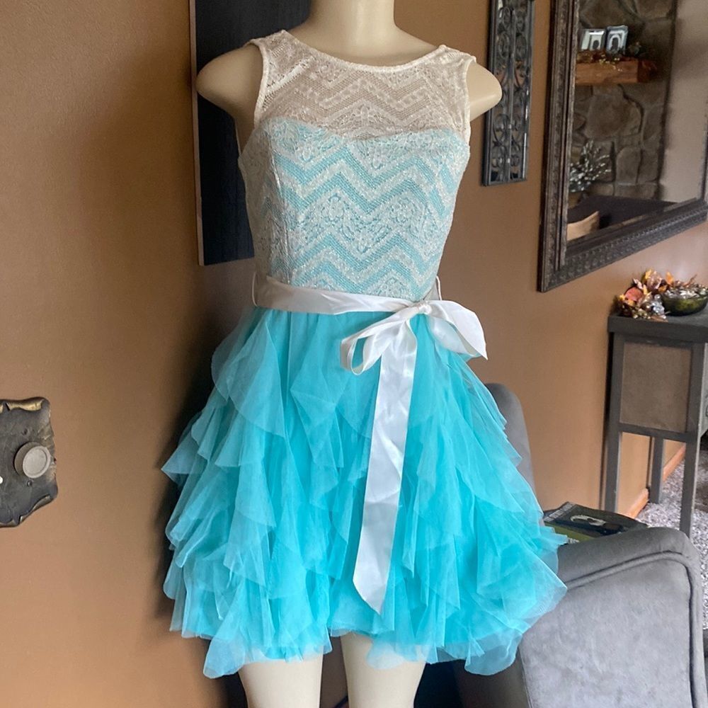 Teeze Me Prom Homecoming Fancy Formal Dress 👗 Blue 3/4